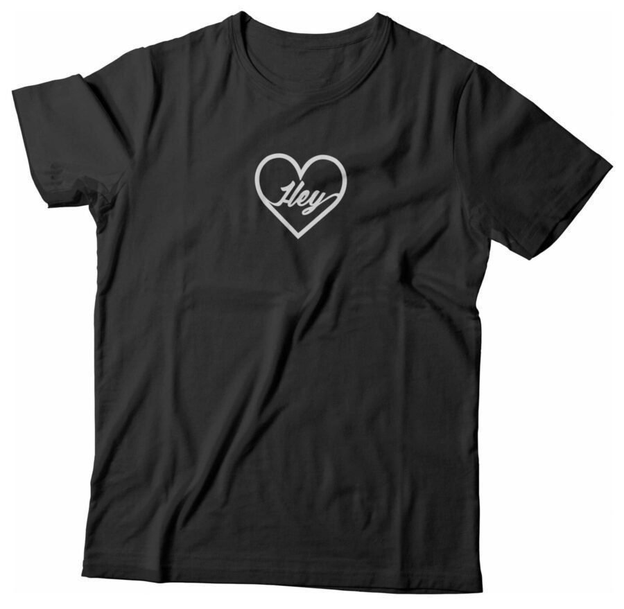 A Love Heart With “Hey” short-sleeve unisex t-shirt.