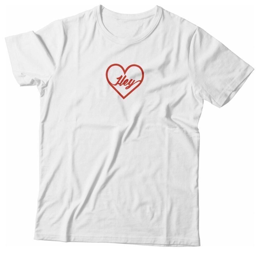 A Love Heart With “Hey” short-sleeve unisex t-shirt.