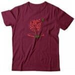 Maroon "NEVER LEAF ME" Heart Fluttering Tree Tee.