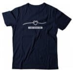A navy unisex Rope Of Love | “TIED FOREVER” T-shirt with a heart on it featuring the keywords "Rope Of Love".