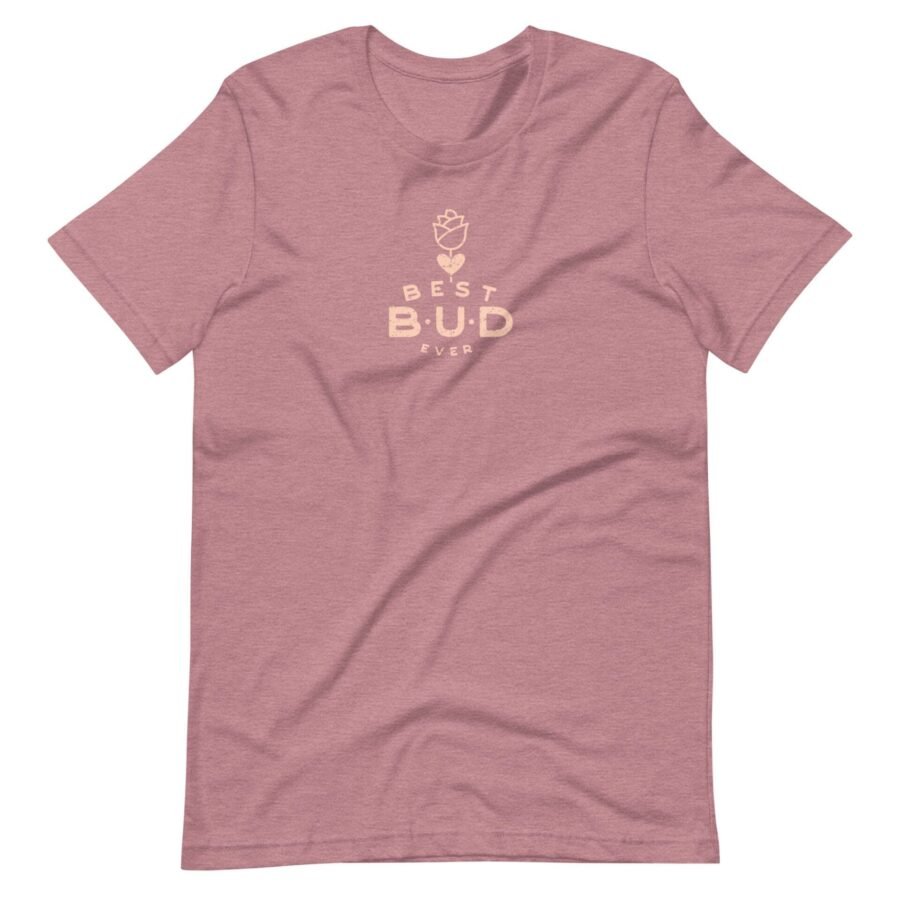 A pink Best Friends Bud(dy) Love / Flower Pun Valentine Tee, perfect for Best Friends or as a Valentine Tee.