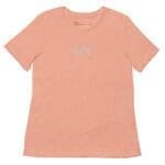 The Feeling Text Design Embroidery Women's relaxed tri-blend t-shirt with a white logo design.