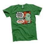 A St. Patrick's Day St. Patricks Day Red Hair Green Roots Tee with a woman's image and red hair on a green background.