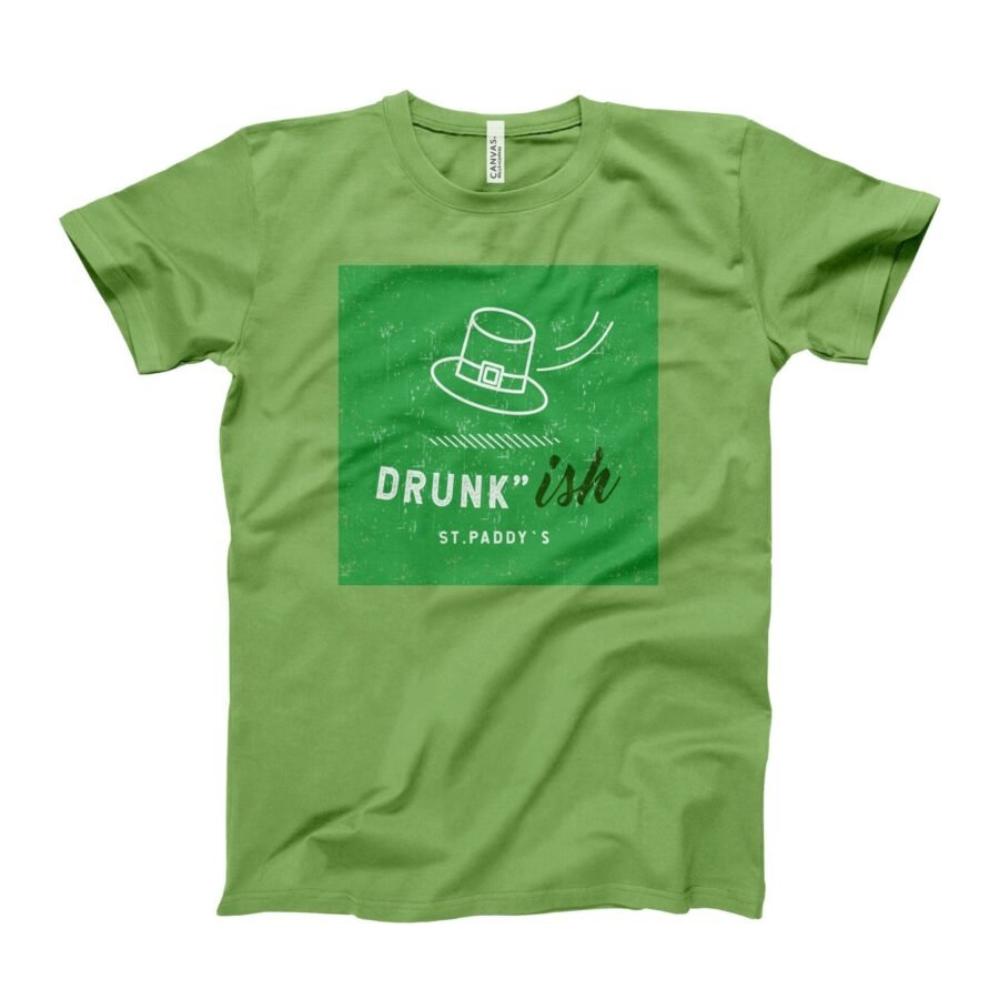 A green St. Patrick's Day Drunk-ish Tee with a shamrock on it.