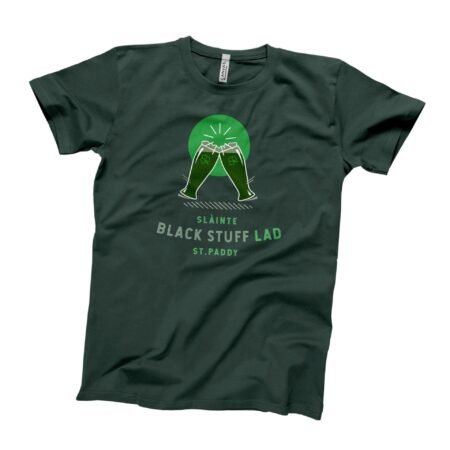 A St. Patrick's Day St. Patricks Day SLÀINTE Black Stuff Lad Tee featuring the phrase "Black Stuff Lab.