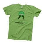 A green St. Patrick's Day SLÀINTE Black Stuff Lad Tee with the Black Stuff logo on it.