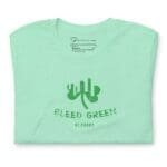 A Bleed Green St. Patrick's Day unisex t-shirt in mint green.