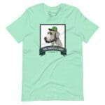A Fur-tunite & Lucky Irish Wolfhound Dog For St.Patricks Day Unisex t-shirt with an image of a dog wearing a green hat.