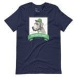 A Fur-tunite & Lucky Irish Wolfhound Dog For St.Patricks Day Unisex t-shirt featuring a dog wearing a green hat for St.Patrick's Day.