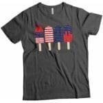 A Independence Day 4th July "Ice Cream" Unisex Heavy Cotton tee with American flag popsicles, perfect for Independence Day.