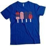 A patriotic Independence Day 4th July "Ice Cream" Unisex Heavy Cotton Tee with three popsicles.
