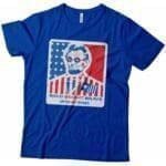 A bold blue Independence Day 4th July "BOLD BRIGHT BRAVE" Abraham Lincoln Unisex Heavy Cotton Tee, perfect for Independence Day.