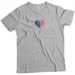 An Independence Day 4th July "HEART" Unisex Heavy Cotton Tee with an American flag heart on it.