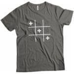 A grey Tic-Tac-Toe Noughts & Swiss Cross Helvetica T-Shirts Unisex Heavy Cotton Tee.