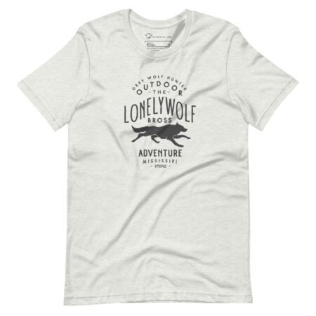 An OUTDOOR LONELY WOLF Hunter Unisex T-Shirt with an image of a lone wolf.