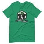 A Pawsitively Lucky St. Patrick's Day t-shirt featuring a border collie in a hat.