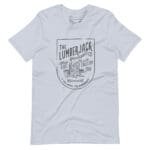The LUMBERJACK A Life Among The Ever Greens logo on a white unisex t-shirt.