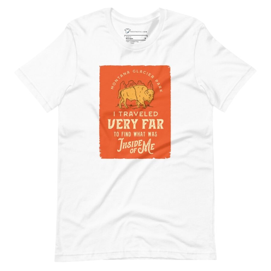 A white I TRAVELED SO FAR TO FIND MYSELF Unisex T-Shirt.