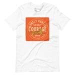 A white The LONELY HUNTER with COURAGE Unisex T-Shirt featuring The LONELY HUNTER logo.