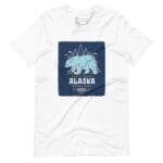 A white t-shirt with THE SPIRIT OF FREEDOM ALASKA bear representing the spirit of freedom.
