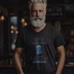 A bearded man wearing a Beer Grounded unisex t-shirt.