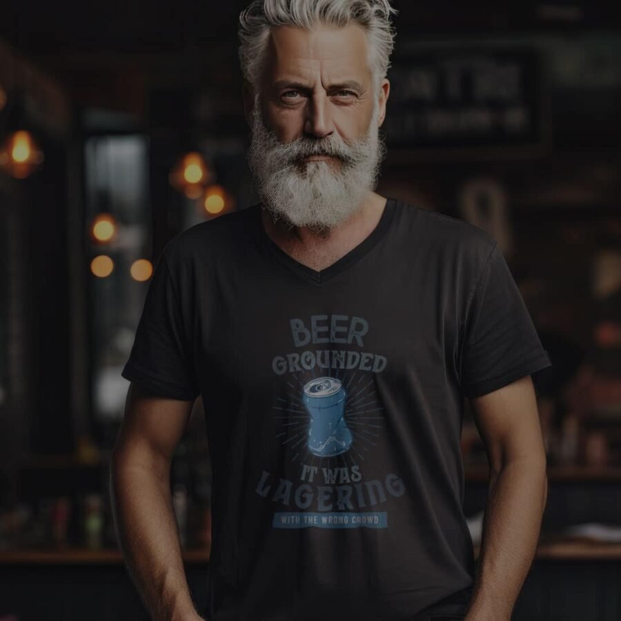 A bearded man wearing a Beer Grounded unisex t-shirt.