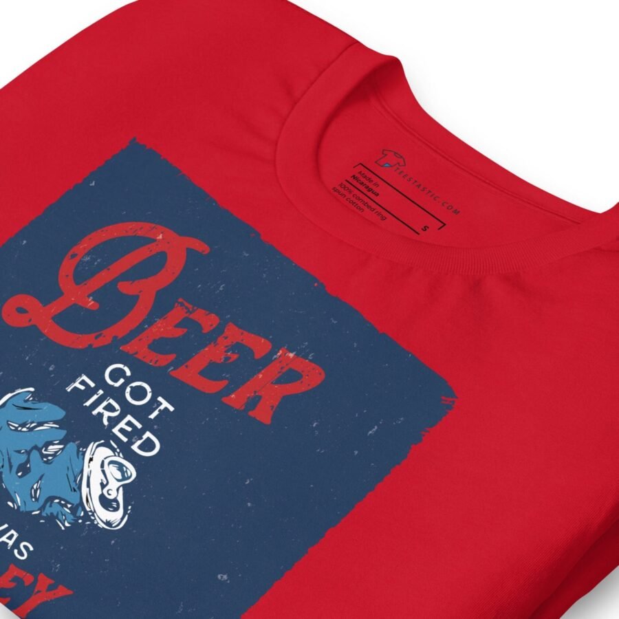 A Beer Broke Up with Its Partner with Bitter Feelings red t-shirt.