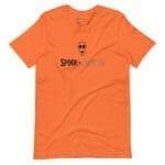 An Halloween Spook-tacular Unisex t-shirt with the word spook, perfect for Halloween.