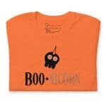 An orange Halloween BOO-nicorn Unisex t-shirt.