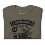 A Classic Motor Lifestyle Unisex t-shirt featuring a motor lifestyle design.