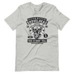 A Custom Machine Motorcycle Engine Skull Unisex t-shirt with the word 'shovelhead' on it.