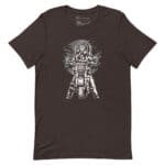 A brown Indian Motorcycle Rider Unisex t-shirt featuring a motorcycle rider.