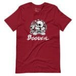 A red BOO-sical Skull Unisex t-shirt with a BOO-sical skull design.