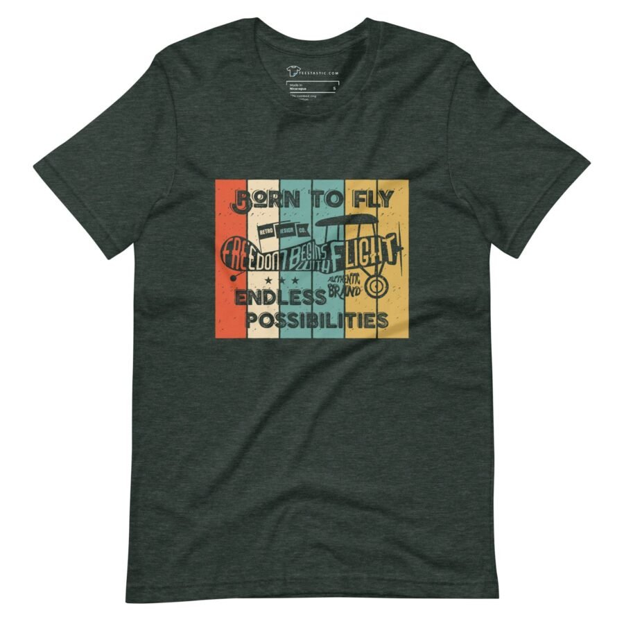 A Born To Fly | Unisex t-shirt | Aviation Enthusiasts featuring an image of a man and a woman, inspired by the phrase "Born To Fly.