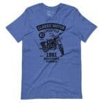 A Classic Motor Lifestyle Unisex blue t-shirt.