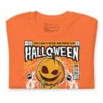The Spooky Halloween Unisex T-Shirt That's Scary Good! featuring a spooky jack o lantern image for Halloween.