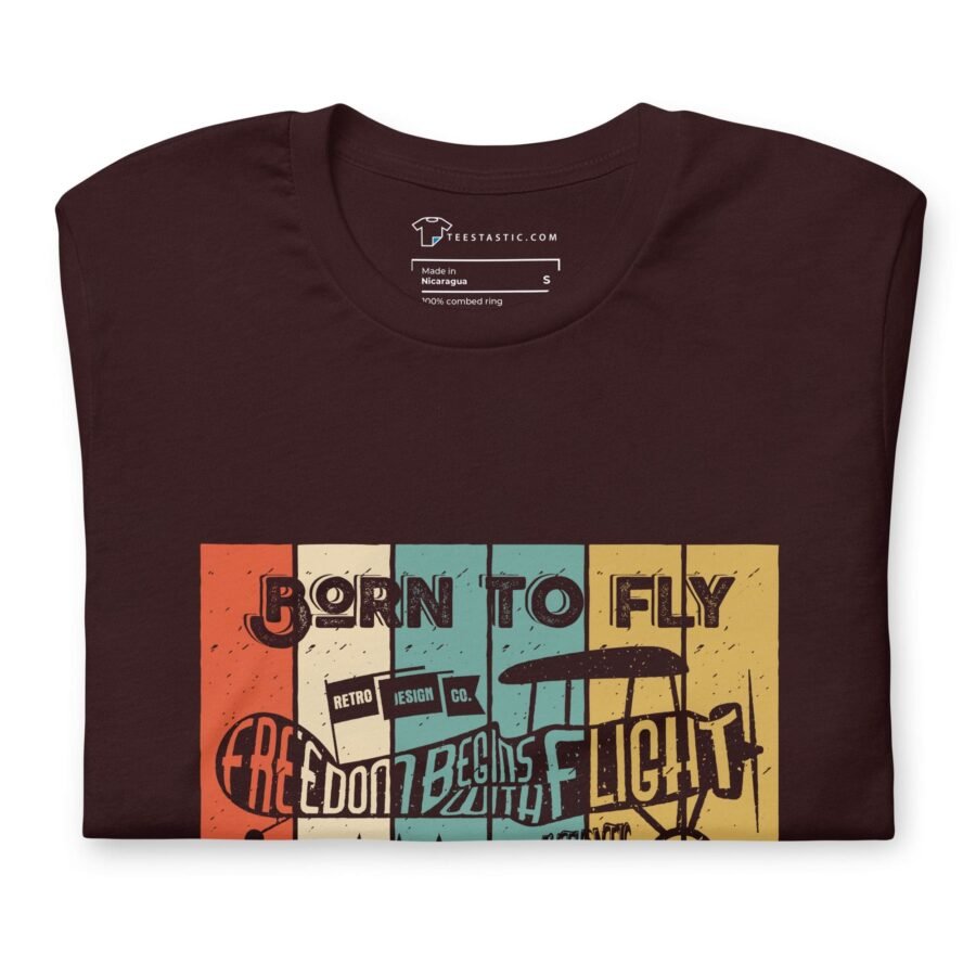 A maroon Born To Fly | Unisex t-shirt | Aviation Enthusiasts.