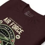 Maroon t-shirt with Airforce Military Pride.
