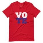 A red Vote | Elections 2024 | Unisex t-shirt promoting the vote.