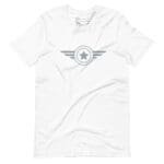 An Airforce Star Wings Badge unisex t-shirt with a silver star badge.