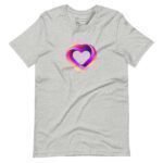 A Love Unisex Heavy Cotton Tee with a rainbow heart, perfect for spreading love.