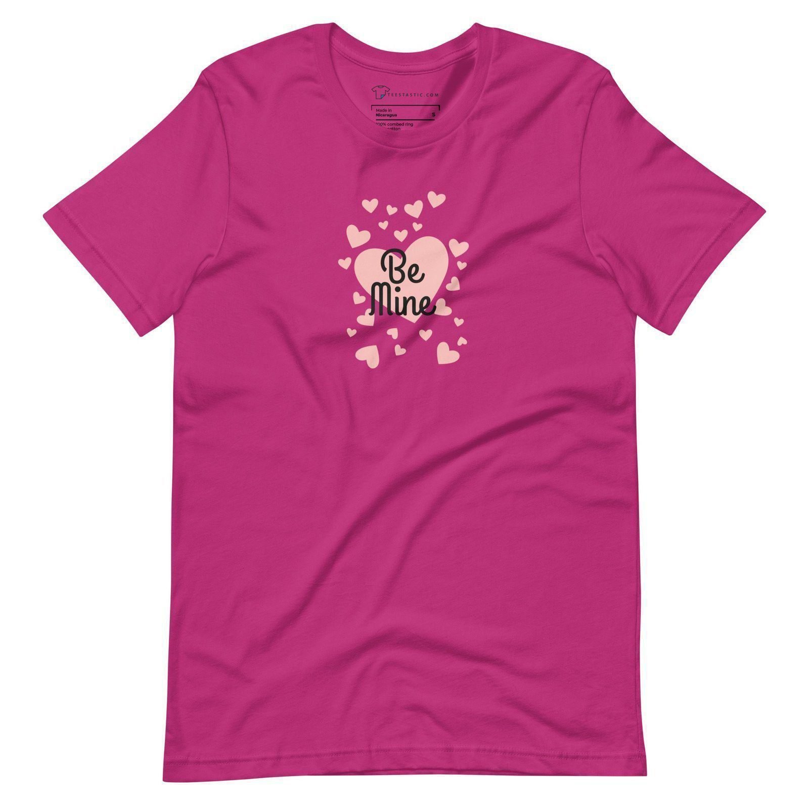 A Be Mine | Unisex t-shirt with a heart and text.