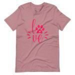 A Love My Dog | Unisex Heavy Cotton pink t-shirt with the word love on it.