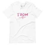 A From Love | Unisex Heavy Cotton white t-shirt with the word "love" written in pink.
