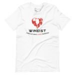 An Unisex Heavy Cotton white t-shirt with the word Love Wineist on it, perfect for those who love Wineist.