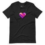 A LOVE | Unisex t-shirt with a purple heart on it, symbolizing LOVE.