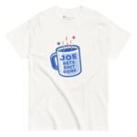 A Joe Gets Sh!t Done | Elections 2024 | Men's Classic Tee with a graphic design of a blue mug and the slogan "Joe Gets Sh!t Done" printed on the front, perfect for showing support in the Elections 2024.