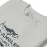 Unisex grey AQUA ANGLER fishing t-shirt with a graphic of a fish and text, likely relating to a fishing theme.
