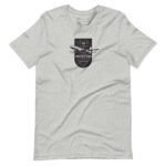 Unisex Gray T-shirt from the Pioneer series, showcasing a black graphic of an Airline Jet 707 and "Retired Aviator" text on the front.