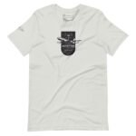 Unisex T-shirt titled "Pioneer | Airline Jet 707 | Retired Aviator" featuring a black and white graphic of an airline jet 707 with text reading "Aviator" and additional details.
